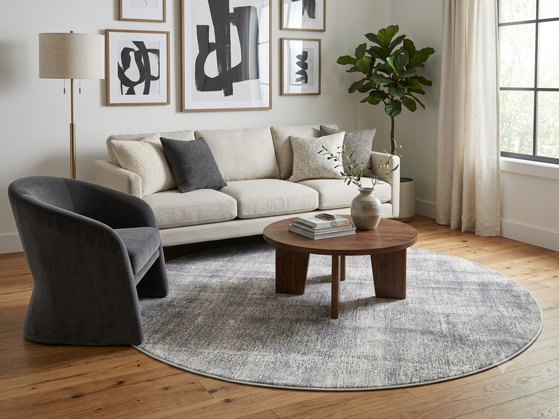 7' Round Washable Area Rug