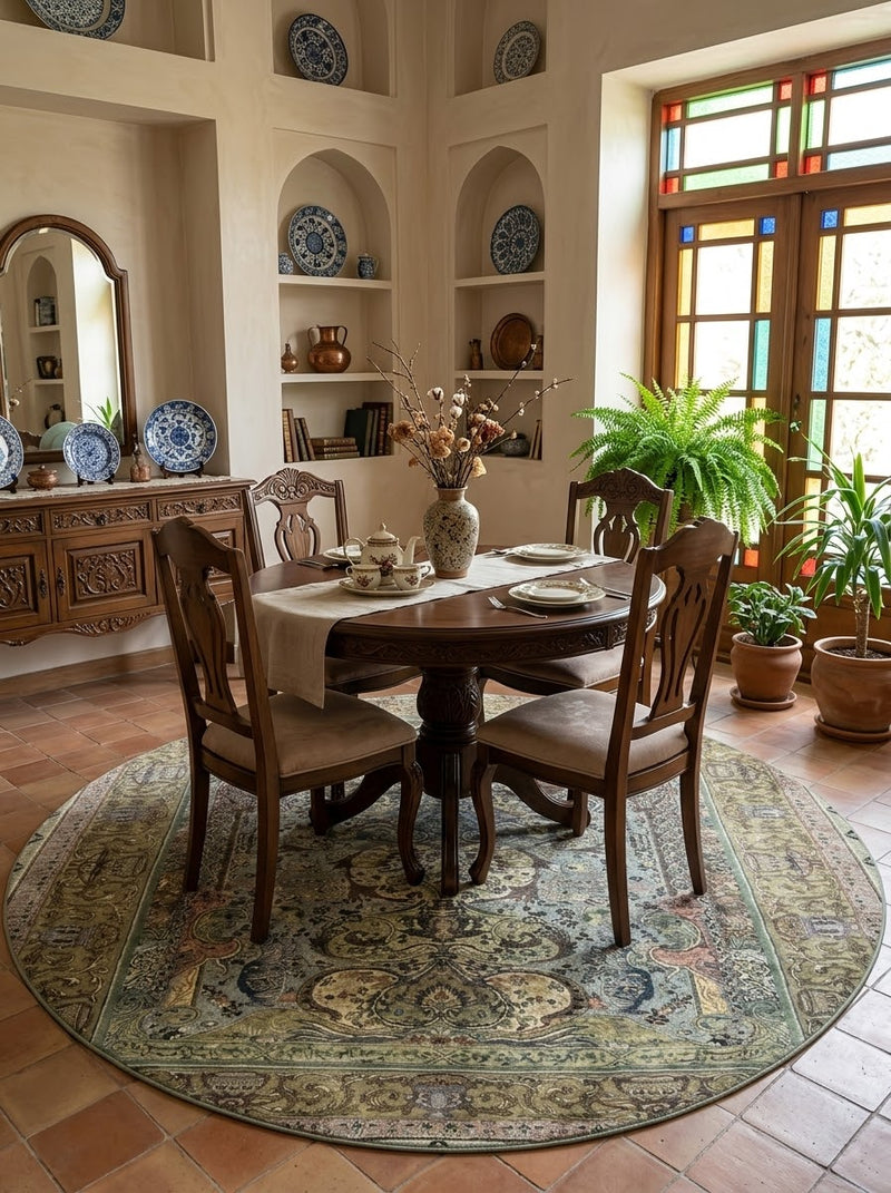 8' Round Washable Area Rug