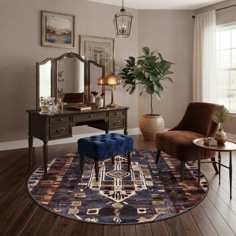 5' Round Washable Area Rug
